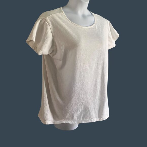 Chico's Design White Short Sleeve Cotton Shirt Size M/L - Picture 4 of 7